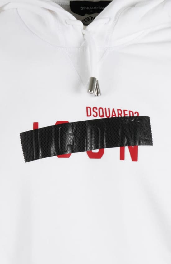 DSQUARED2 קפוצ’ון בצבע לבן דגם Icon Taped Hoodie