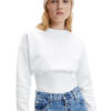 CALVIN KLEIN סווטשירט בצבע לבן דגם ORGANIC COTTON BACK TAPE