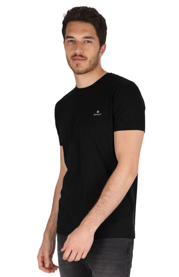 GANT טי שירט בצבע שחור דגם Slim Fit Mercerized