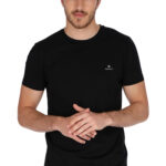 GANT טי שירט בצבע שחור דגם Slim Fit Mercerized
