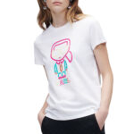 KARL LAGERFELD טי שירט בצבע לבן JELLY IKONIK KARL OUTLINE