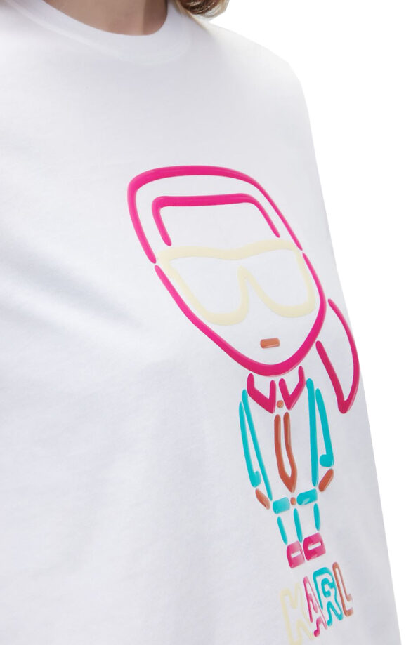 KARL LAGERFELD טי שירט בצבע לבן JELLY IKONIK KARL OUTLINE