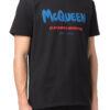 ALEXANDER MCQUEEN טי שירט בצבע שחור דגם BLUE GRAFFITI