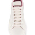 DOLCE GABBANA נעלי עור בצבע לבן/ורוד דגם PORTOFINO LOW TOP