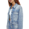 CALVIN KLEIN ז'קט גינס דגם OVERSIZED CROPPED DENIM