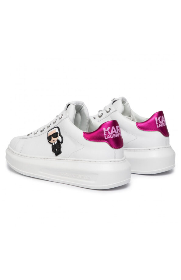 KARL LAGERFELD נעליי עור בצבע לבן/ורוד דגם KAPRI IKONIC LO LACE