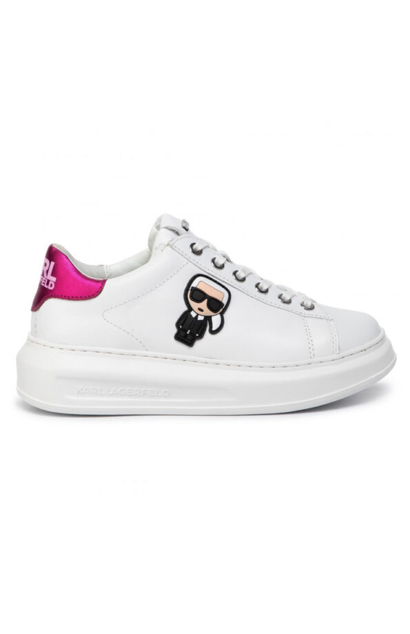 KARL LAGERFELD נעליי עור בצבע לבן/ורוד דגם KAPRI IKONIC LO LACE