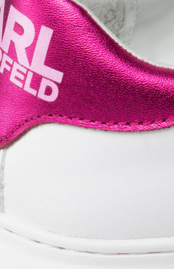 KARL LAGERFELD נעליי עור בצבע לבן/ורוד דגם KAPRI IKONIC LO LACE
