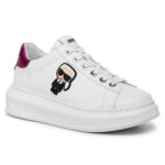 KARL LAGERFELD נעליי עור בצבע לבן/ורוד דגם KAPRI IKONIC LO LACE