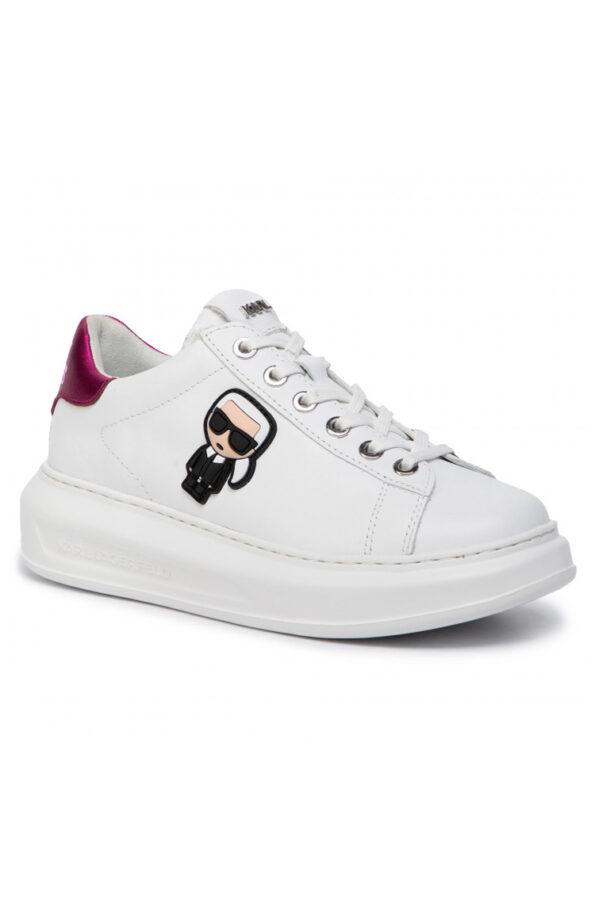 KARL LAGERFELD נעליי עור בצבע לבן/ורוד דגם KAPRI IKONIC LO LACE