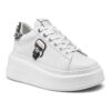 KARL LAGERFELD נעליי עור בצבע לבן דגם Anakapri Karl Ikonic Stud Tab