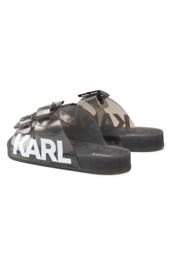KARL LAGERFELD סנדלים בצבע שקוף/שחור דגם Double-Buckle Sandals