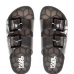 KARL LAGERFELD סנדלים בצבע שקוף/שחור דגם Double-Buckle Sandals