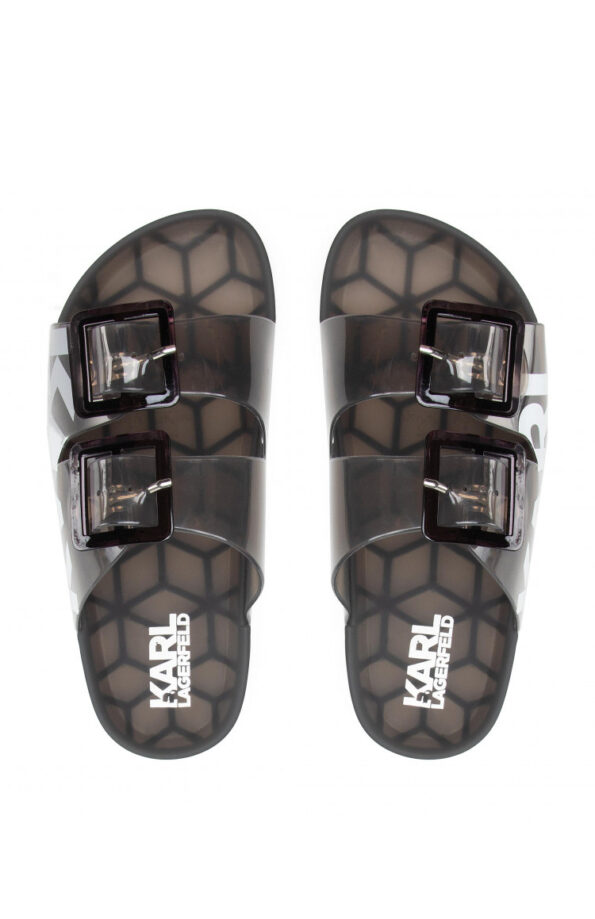 KARL LAGERFELD סנדלים בצבע שקוף/שחור דגם Double-Buckle Sandals