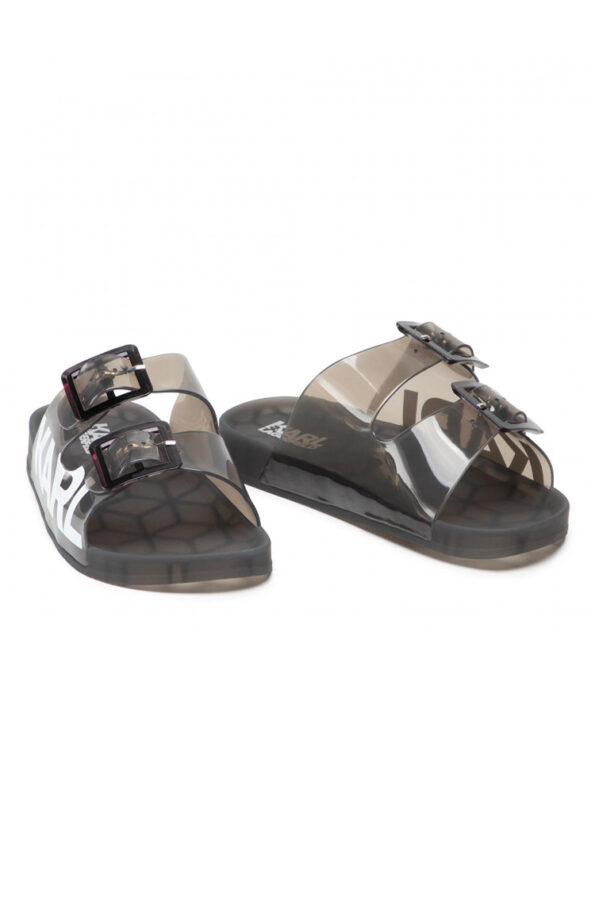 KARL LAGERFELD סנדלים בצבע שקוף/שחור דגם Double-Buckle Sandals