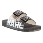 KARL LAGERFELD סנדלים בצבע שקוף/שחור דגם Double-Buckle Sandals