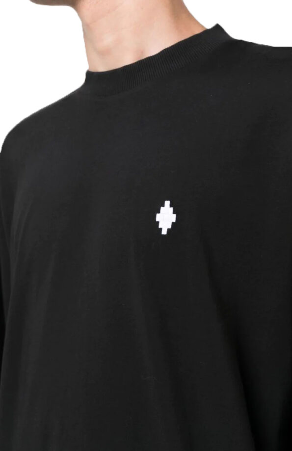טי שירט ארוכה שחורה logo-embroidered