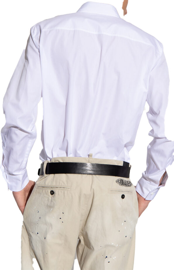 חולצה מכופתרת לבנה Collar Logo