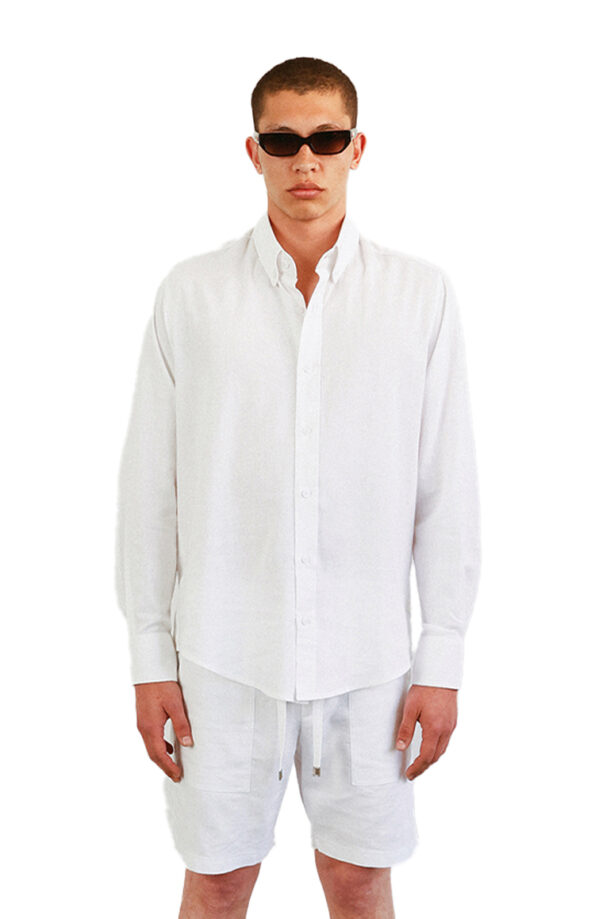 מכופתרת פשתן לבנה CLASSIC LINEN