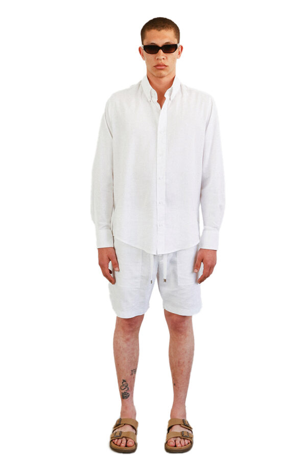 מכופתרת פשתן לבנה CLASSIC LINEN