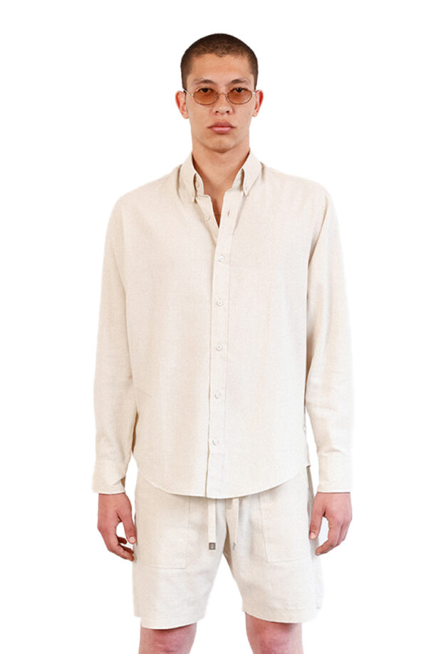 מכופתרת פשתן בז’ CLASSIC LINEN