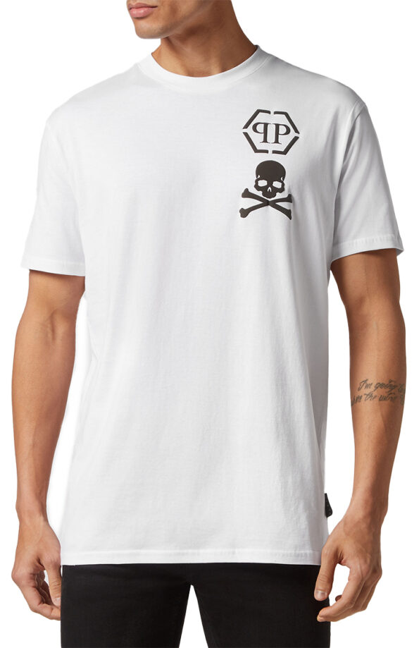 טי שירט לבנה SKULL BONES