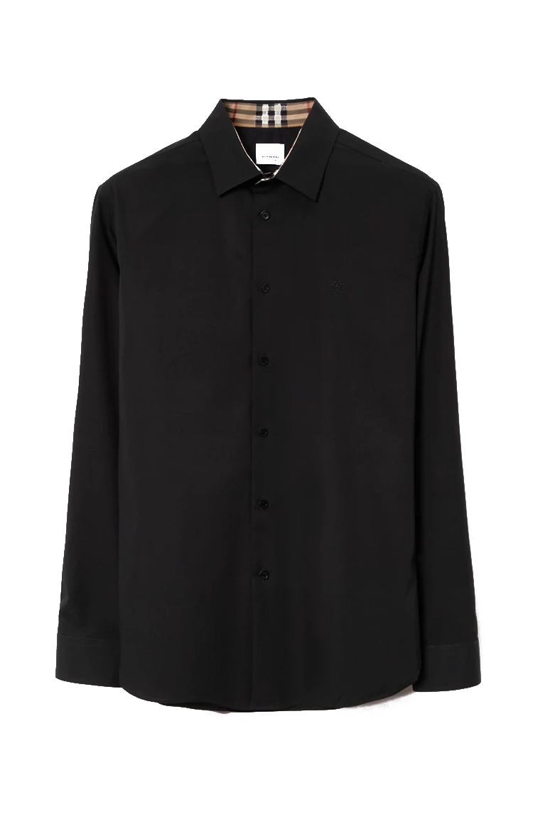 חולצה מכופתרת שחורה Stretch Cotton