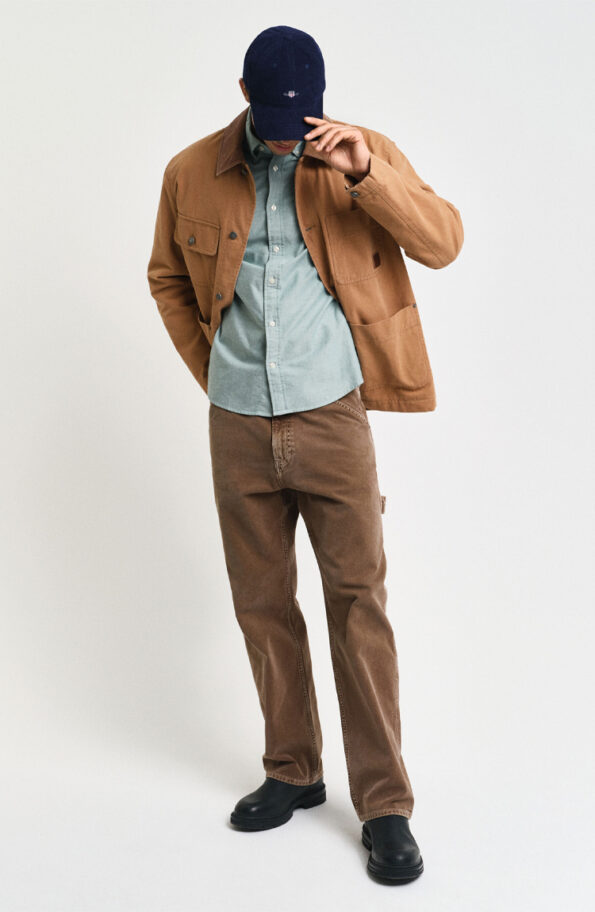 חולצה מכופתרת ירוקה Slim Fit Oxford