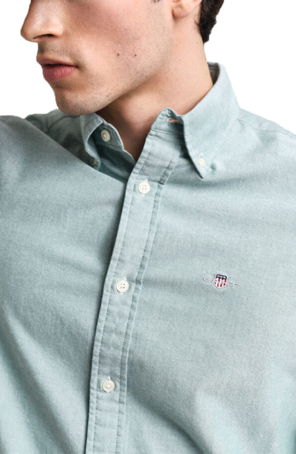 חולצה מכופתרת ירוקה Slim Fit Oxford