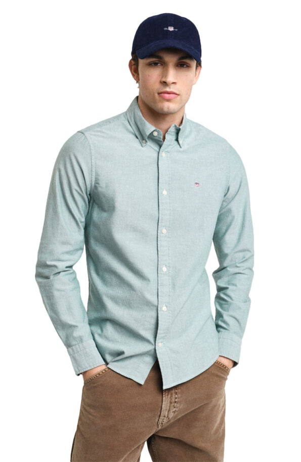 חולצה מכופתרת ירוקה Slim Fit Oxford