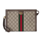 תיק קלאץ’ גוצ’י GUCCI מונוגרמה GG קנבס ועור חום יוקרתי