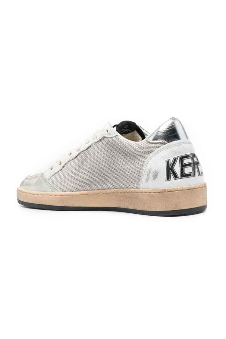 נעלי סניקרס עור גולדן גוס GOLDEN GOOSE גברים נשים לבן אפור גזרה נמוכה כוכב דגם Ball-Star סוליית גומי