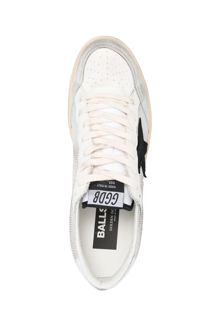 נעלי סניקרס עור גולדן גוס GOLDEN GOOSE גברים נשים לבן אפור גזרה נמוכה כוכב דגם Ball-Star סוליית גומי
