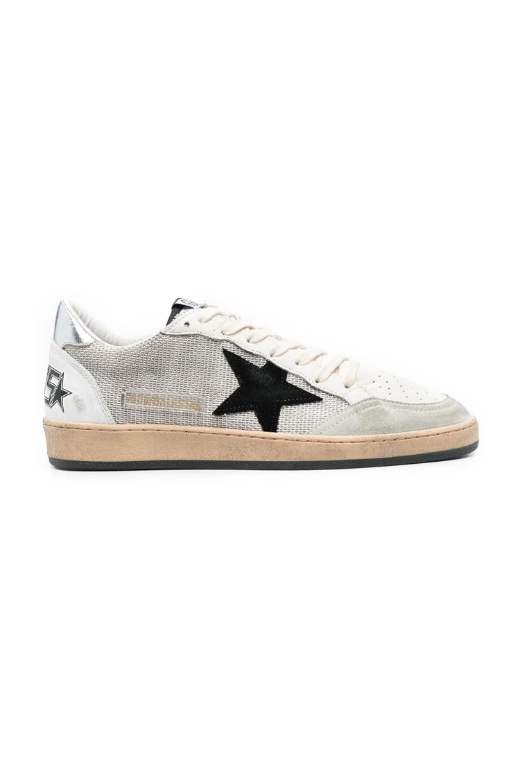 נעלי סניקרס עור גולדן גוס GOLDEN GOOSE גברים נשים לבן אפור גזרה נמוכה כוכב דגם Ball-Star סוליית גומי
