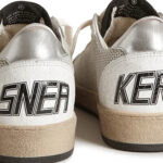 נעלי סניקרס עור גולדן גוס GOLDEN GOOSE גברים נשים לבן אפור גזרה נמוכה כוכב דגם Ball-Star סוליית גומי
