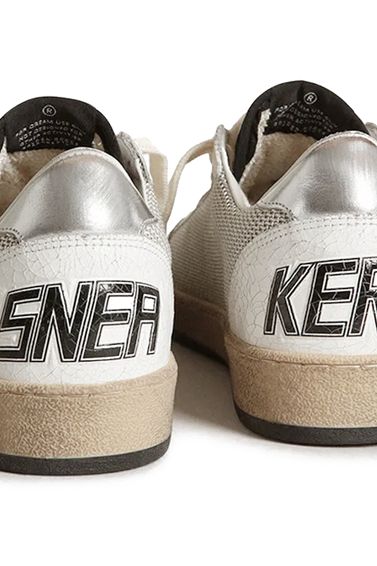 נעלי סניקרס עור גולדן גוס GOLDEN GOOSE גברים נשים לבן אפור גזרה נמוכה כוכב דגם Ball-Star סוליית גומי