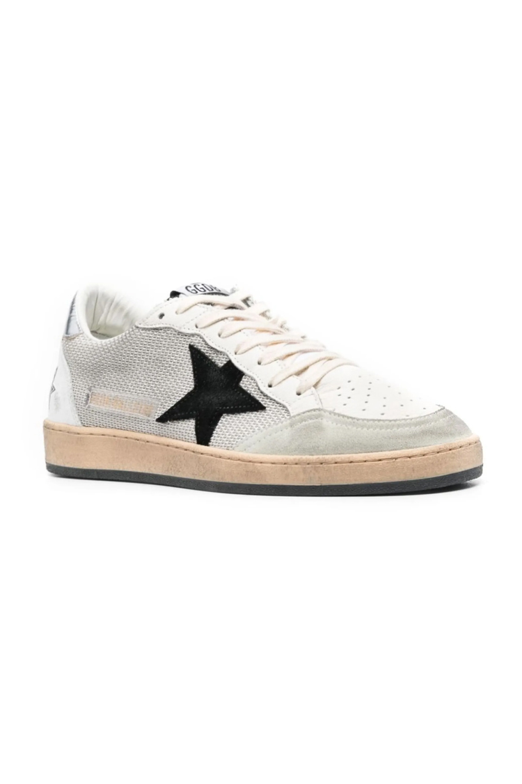 נעלי סניקרס עור גולדן גוס GOLDEN GOOSE גברים נשים לבן אפור גזרה נמוכה כוכב דגם Ball-Star סוליית גומי