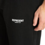 מכנס טרנינג רפרזנט represent שחור דגם Owners Club Sweatpant כותנה כבדה רילקסד פיט הדפס לוגו שרוול