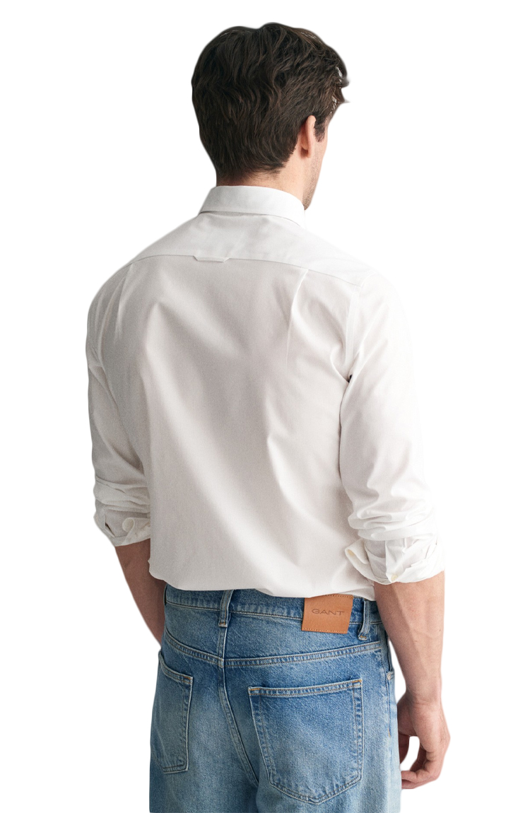 חולצה מכופתרת לבנה Slim Fit Stretch Poplin