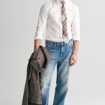 חולצה מכופתרת לבנה Slim Fit Stretch Poplin