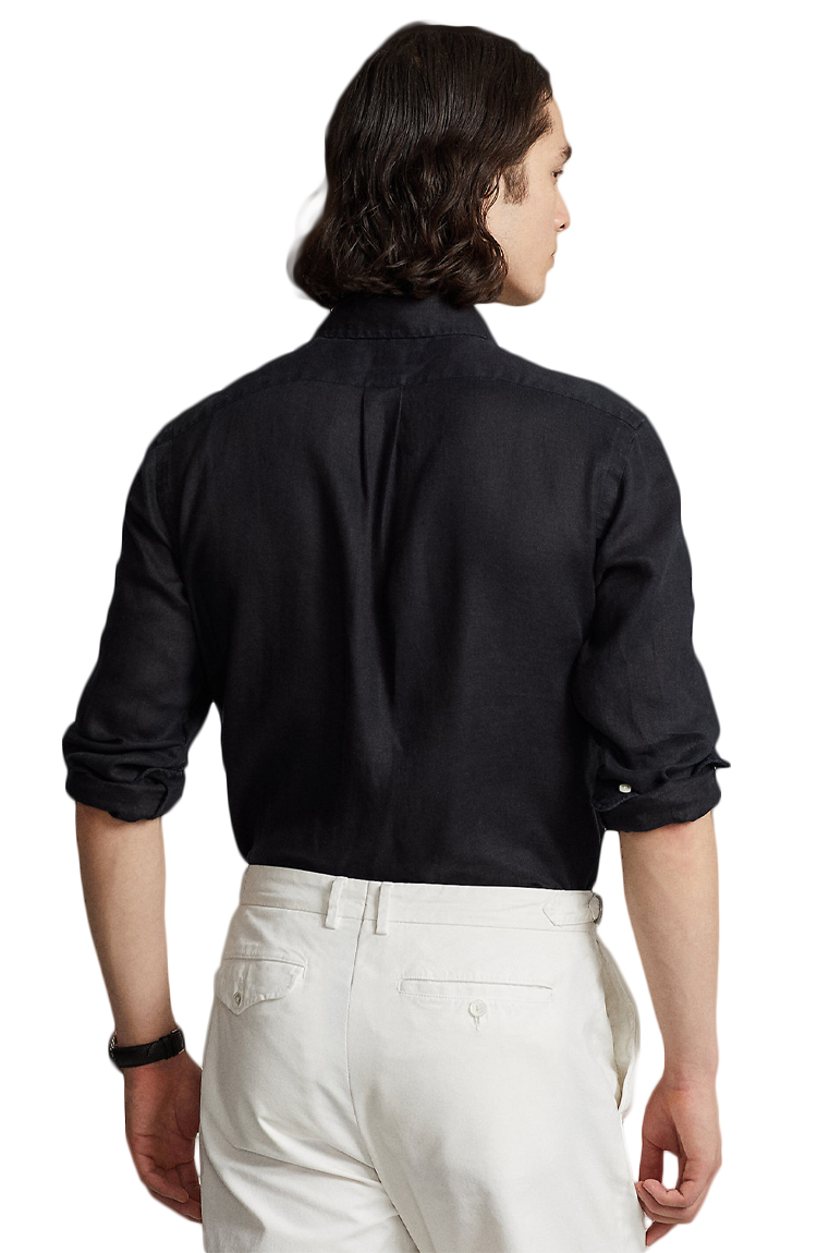 חולצת פשתן מכופתרת שחורה Ralph Lauren Linen