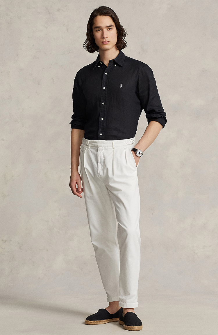 חולצת פשתן מכופתרת שחורה Ralph Lauren Linen