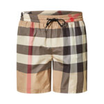 מכנס בגד ים בז’ Checkered Swim Shorts