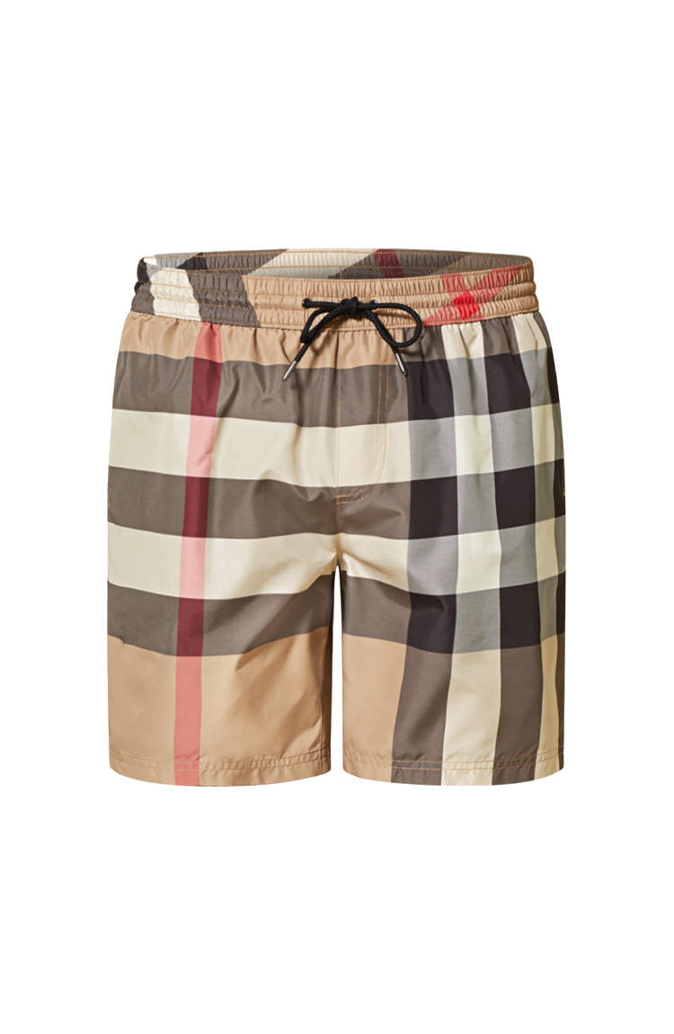 מכנס בגד ים בז’ Checkered Swim Shorts