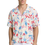 חולצת חוף לבן/פרחוני BEACH SHIRT