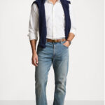 חולצה מכופתרת לבנה Custom Fit Oxford Shirt