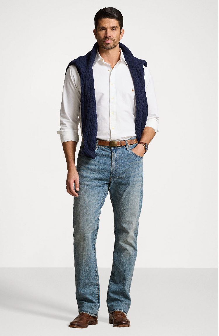 חולצה מכופתרת לבנה Custom Fit Oxford Shirt