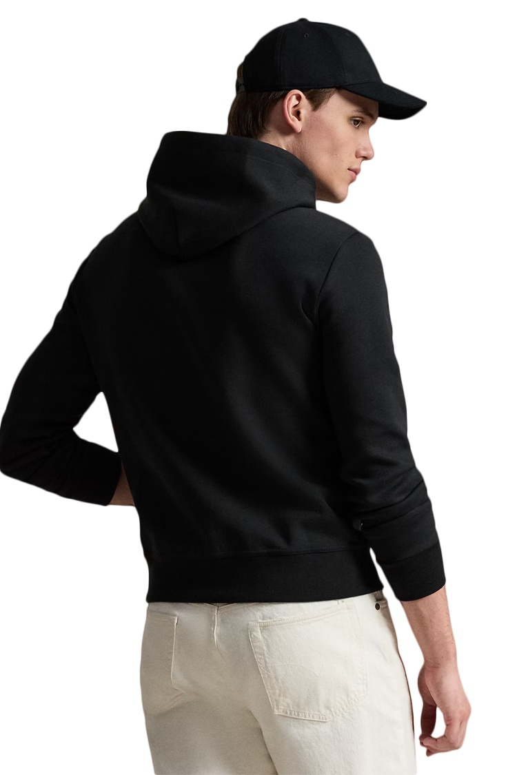 קפוצ’ון פולו ראלף לורן polo ralph lauren שחור דגם Double-Knit Hoodie תשלובת כותנה כיס קנגורו רקמה