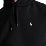 קפוצ’ון פולו ראלף לורן polo ralph lauren שחור דגם Double-Knit Hoodie תשלובת כותנה כיס קנגורו רקמה
