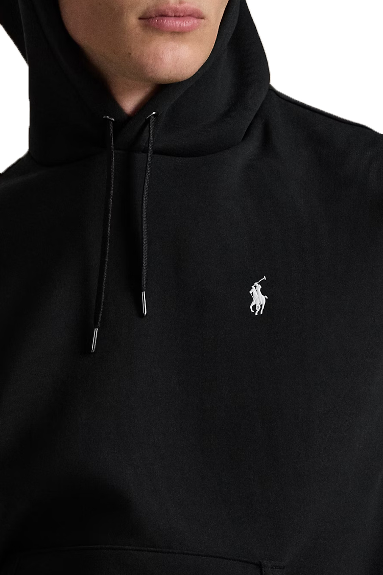 קפוצ'ון פולו ראלף לורן polo ralph lauren שחור דגם Double-Knit Hoodie תשלובת כותנה כיס קנגורו רקמה